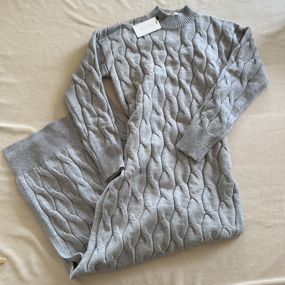 line and dot Gray Sweater Dress